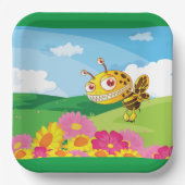 Niedliche, aber graue Monsterbiene in einer Blume Pappteller (Vorderseite)