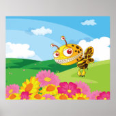 Niedliche, aber graue Monsterbiene in einer Blume Poster (Vorne)