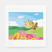 Niedliche, aber graue Monsterbiene in einer Blume Serviette (Vorderseite)