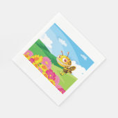 Niedliche, aber graue Monsterbiene in einer Blume Serviette (Ecke)