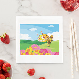 Niedliche, aber graue Monsterbiene in einer Blume Serviette
