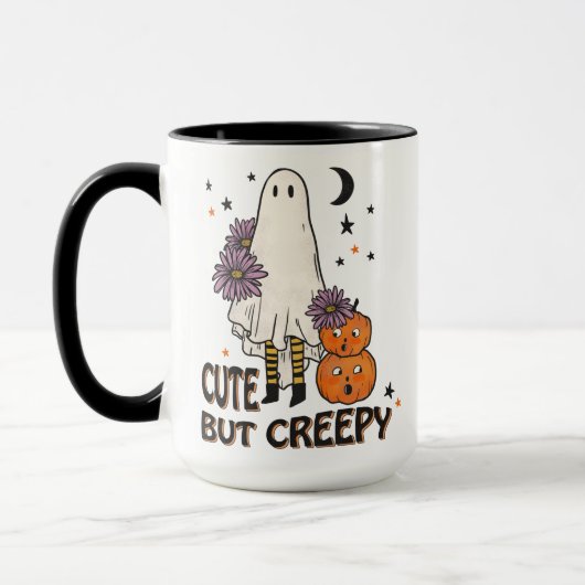 Niedliche, aber gruselige Retro-Geist Halloween-Ta Tasse (Links)