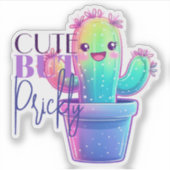 Niedliche, aber prickelige Kaktus - Funny Succulen Aufkleber (Vorderseite)