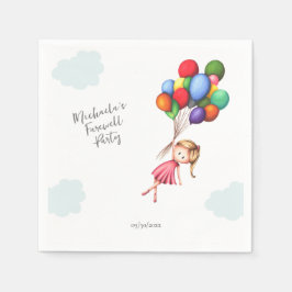 Niedliche Abschiedsmädchen mit Balloons-Rente Serviette