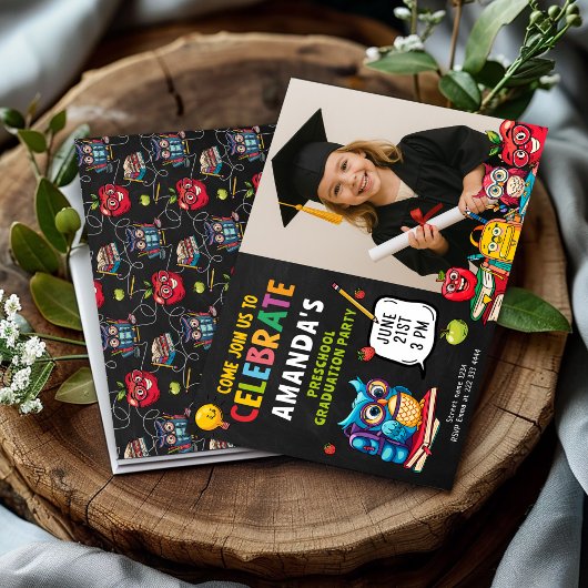 Niedliche Abschluss-Vorschulfeier mit Foto Einladung