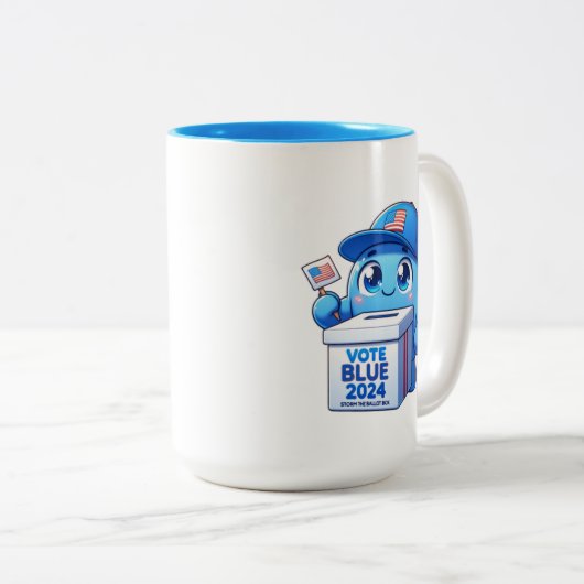 Niedliche Abstimmung Blau 2024 Präsidentschaftswah Zweifarbige Tasse (VorderseiteRechts)