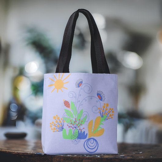 Niedliche Abstrakte Blume auf Light Lila Tasche
