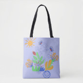 Niedliche Abstrakte Blume auf Light Lila Tasche (Vorderseite)