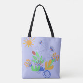 Niedliche Abstrakte Blume auf Light Lila Tasche (Rückseite)