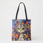 NIEDLICHE ABSTRAKTE BLUME - BACKROUND CAT-DESIGN TASCHE (Vorderseite)