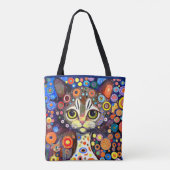 NIEDLICHE ABSTRAKTE BLUME - BACKROUND CAT-DESIGN TASCHE (Rückseite)