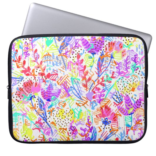 Niedliche abstrakte Blume Laptopschutzhülle (Vorderseite)