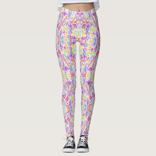 Niedliche abstrakte Blume Muster Leggings (Vorderseite)