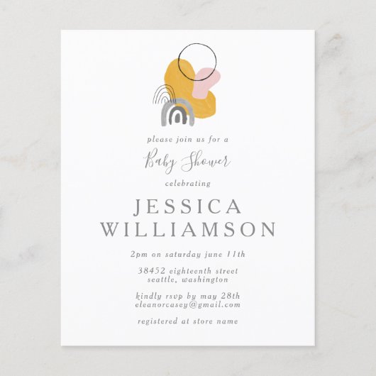 Niedliche Abstrakte Boho Yellow Baby Dusche (Vorderseite)