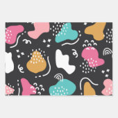 Niedliche Abstrakte Doodle Floral Streifen Geschenkpapier Set (Vorderseite 3)