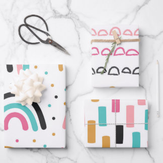 Niedliche Abstrakte Doodle-Regenbogen-Schlaganfäll Geschenkpapier Set