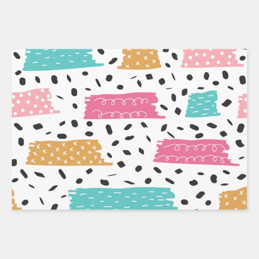 Niedliche Abstrakte Doodstreifen Schlaganfälle Geschenkpapier Set (Vorderseite)