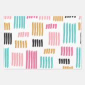 Niedliche Abstrakte Doodstreifen Schlaganfälle Geschenkpapier Set (Vorderseite 2)