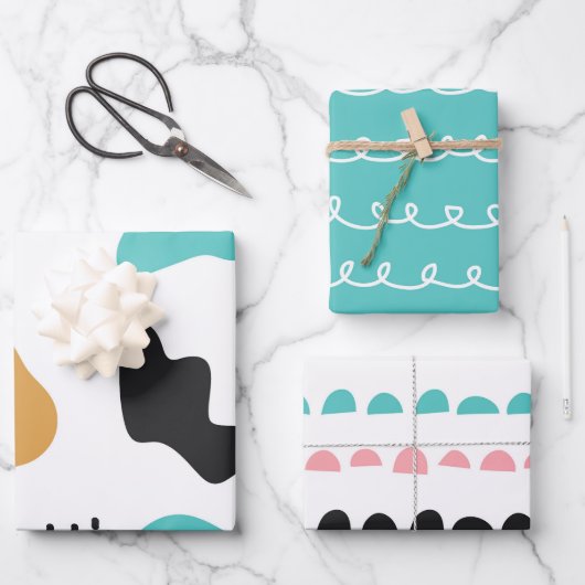 Niedliche Abstrakte Doodstreifen Steine Geschenkpapier Set (Vorderseite)