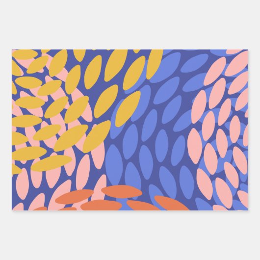 Niedliche Abstrakte Formen Muster Blau Rosa Rosa Geschenkpapier Set (Vorderseite 2)