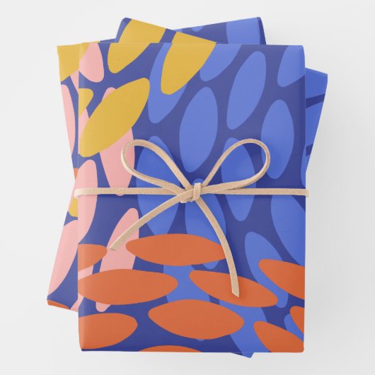 Niedliche Abstrakte Formen Muster Blau Rosa Rosa Geschenkpapier Set (Beispiel)