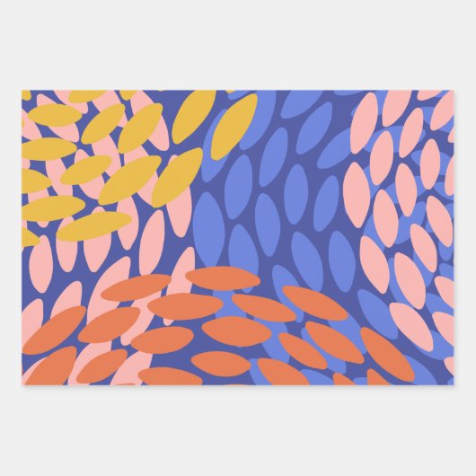 Niedliche Abstrakte Formen Muster Blau Rosa Rosa Geschenkpapier Set (Vorderseite)