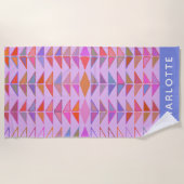 Niedliche Abstrakte geometrische Formen Lila Perso Strandtuch (Vorderseite)