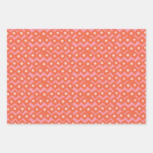 Niedliche, Abstrakte geometrische Formen Rosa Oran Geschenkpapier Set (Vorderseite 3)