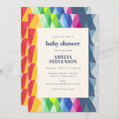 Niedliche Abstrakte geometrische Regenbogenpresse  Einladung (Vorne/Hinten)