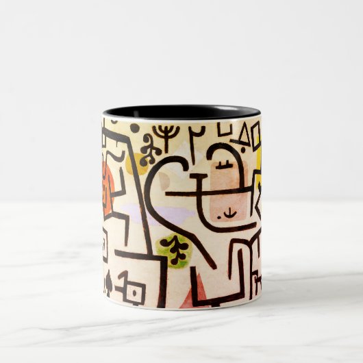 Niedliche abstrakte Kunstdruckspass-Tasse Zweifarbige Tasse (Mittel)