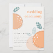 Niedliche Abstrakte Orange Leafy Fruity Bold Weddi Einladung (Vorderseite)