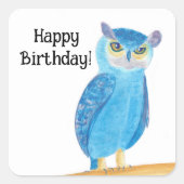 Niedliche Abstrakte Owl Happy Birthday Stickers (Vorderseite)