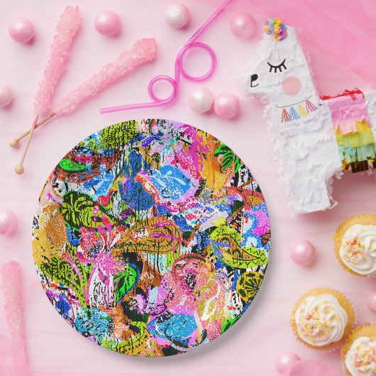 Niedliche abstrakte Paisley-Blume Pappteller (Party)