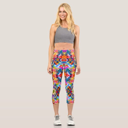 Niedliche abstrakte Quadrate Capri Leggings (Vorderseite)
