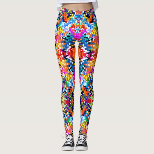 Niedliche abstrakte Quadrate Leggings (Vorderseite)