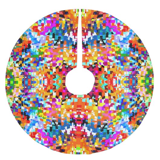 Niedliche abstrakte Quadrate Notebook-Notebook-Not Polyester Weihnachtsbaumdecke (Vorderseite)