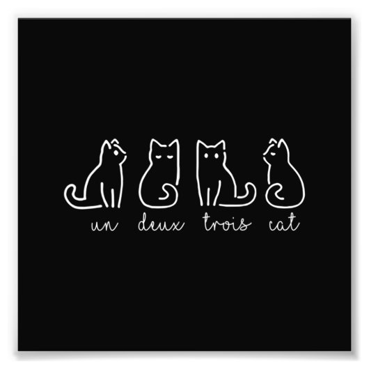 Niedliche Abstrakte Un Deux Trois Cat Französisch Fotodruck (Vorne)