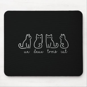 Niedliche Abstrakte Un Deux Trois Cat Französisch  Mousepad