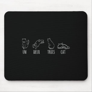 Niedliche Abstrakte Un Deux Trois Cat Französisch Mousepad