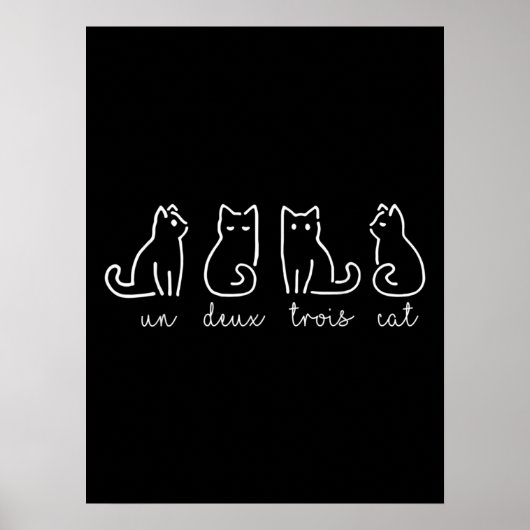 Niedliche Abstrakte Un Deux Trois Cat Französisch Poster (Vorne)