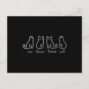 Niedliche Abstrakte Un Deux Trois Cat Französisch  Postkarte