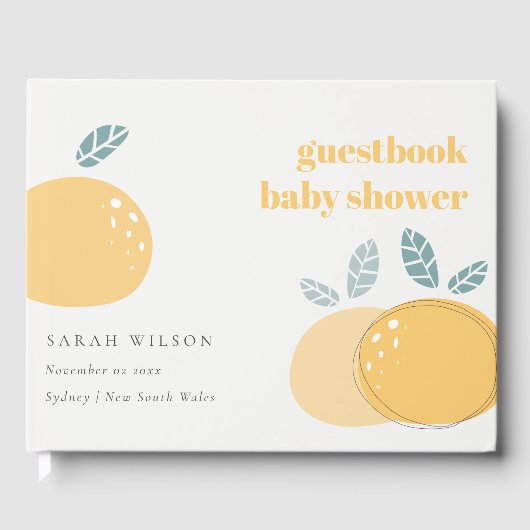 Niedliche Abstrakte Zitronenfrüchte Frucht Kühne B Gästebuch (Vorderseite)