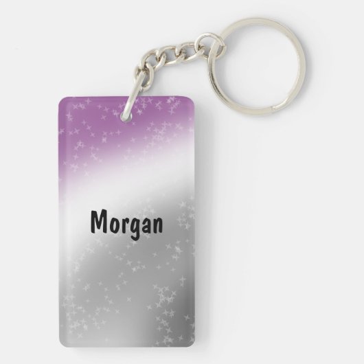 Niedliche Ace-Pride-Flag Giraffe Lila-Grauschwarz- Schlüsselanhänger (Rückseite)