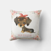 Niedliche Adorable Dackel Hund Rosa Blütenmäuse Kissen (Rückseite)