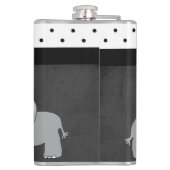 Niedliche Adorable Elefanten, Polka-Punkte, Schwar Flachmann (Rückseite)