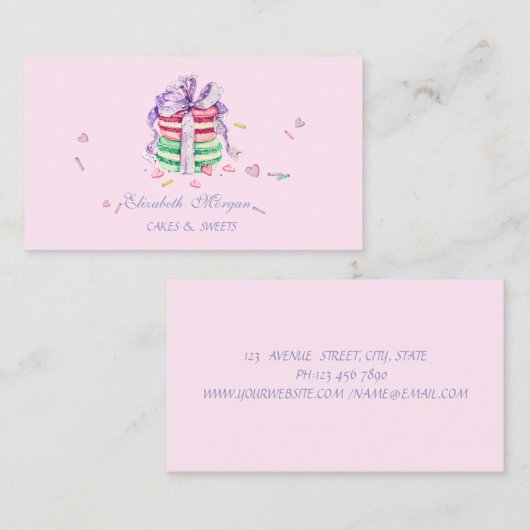 Niedliche Adorable Elegante Macarons, Süßigkeiten  Visitenkarte (Vorne/Hinten)