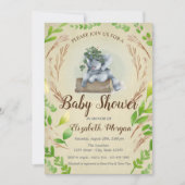 Niedliche Adorable Elephant-Blätter Einladung (Vorderseite)