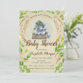 Niedliche Adorable Elephant-Blätter Einladung (Stehend Vorderseite)