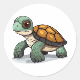 Niedliche Adorable Happy Baby Turtle in neutralen  Runder Aufkleber