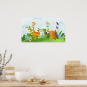 Niedliche Adorable Wilde Tiere Schulbildung Cartoo Poster (Küche)